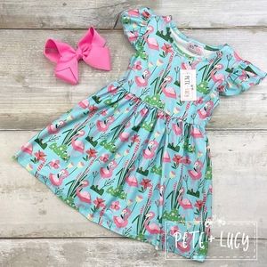 Pete + Lucy Funky Flamingo Dress 6-12m
